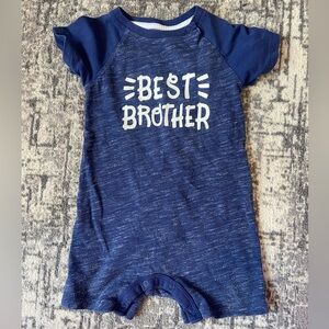 3/$10 Cat & Jack Navy best brother Baby Romper with Orange Logo